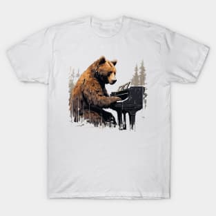 Grizzly Bear playing piano T-Shirt